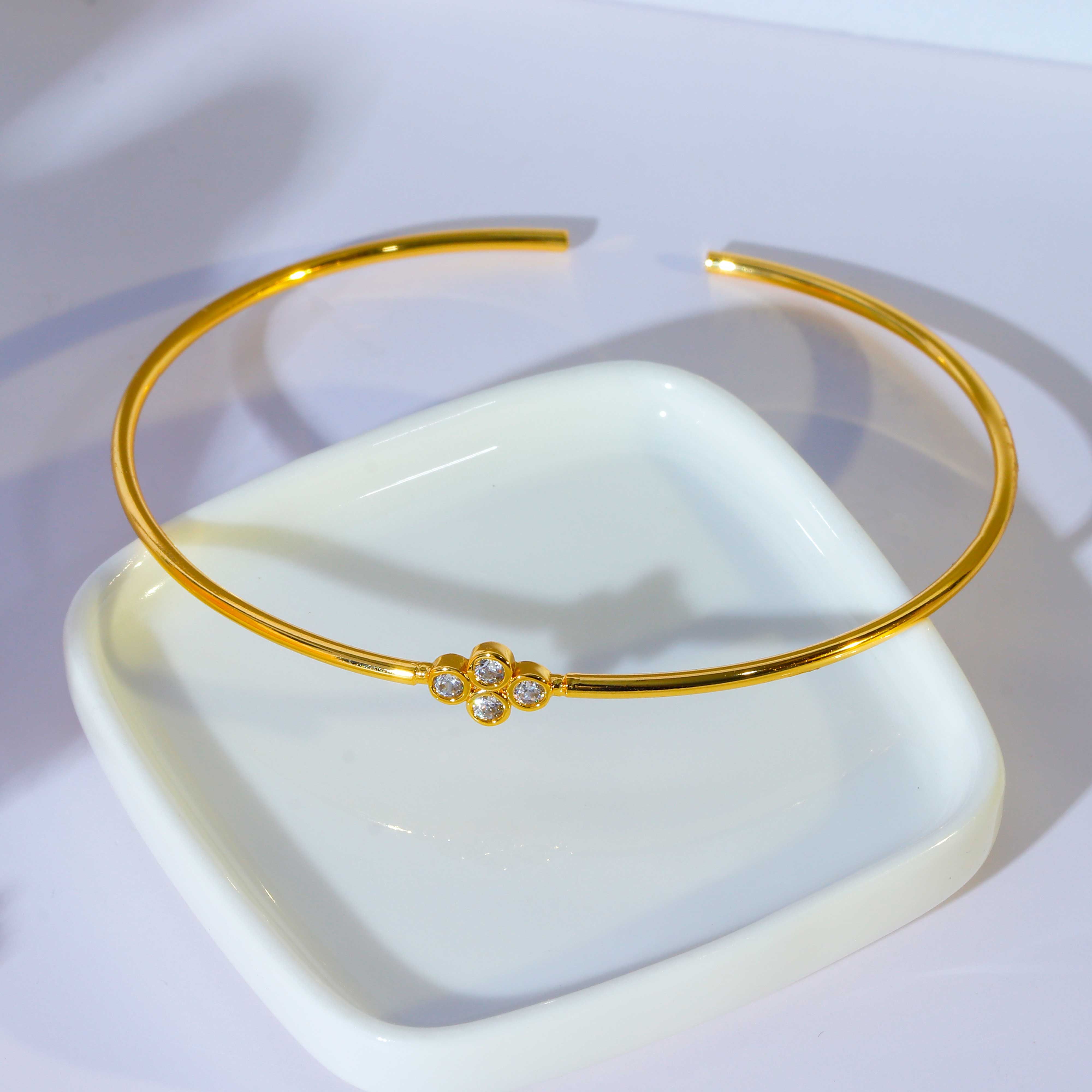 Stock Steel Wire Bracelet Jewelry Stainless Steel Diamond Set Fine Steel Wire Gold Plated Women's Bracelet