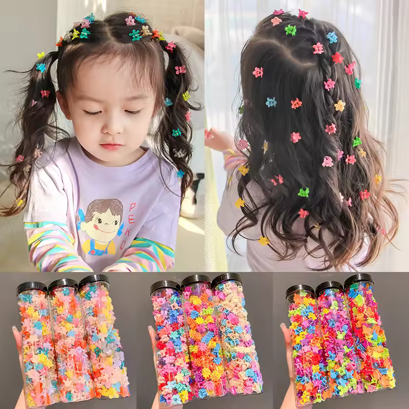 100pcs Children Hair Clip Cute Decoration Artifact Baby Girl Accessories Small Grip Clip Star Flower Rabbit Hair Clips For Kids
