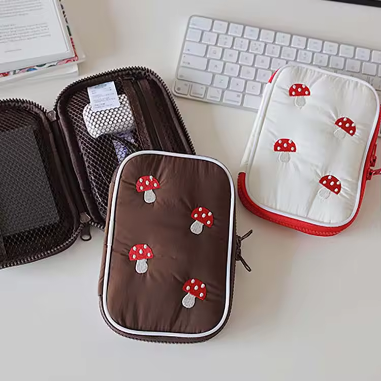 Portable Cute Puffy Soft Storage Digital Travel Bag Shockproof Protective External Hard Drive Organizer Digital Gear Camera Bag