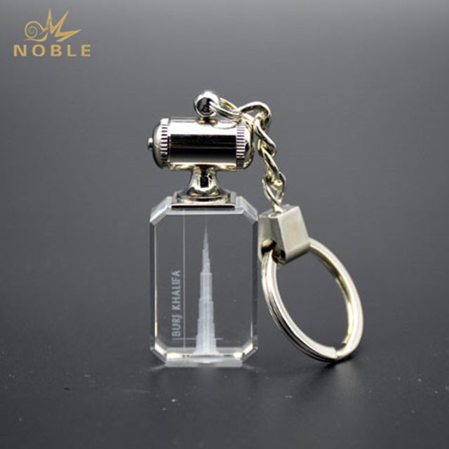 OEM 3D Laser Crystal Keychain With Led Lighting