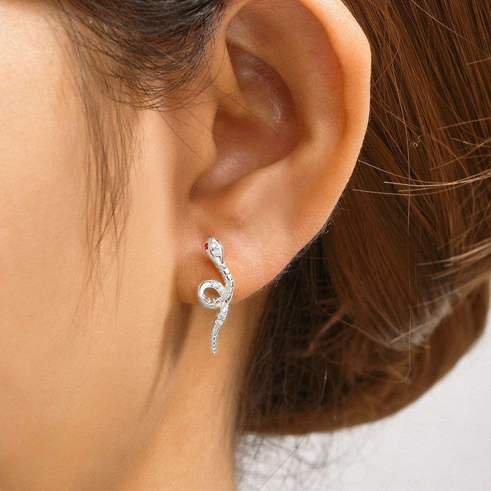Best Selling 925 Sterling Silver Snake Earring Setting Cubic Zirconia