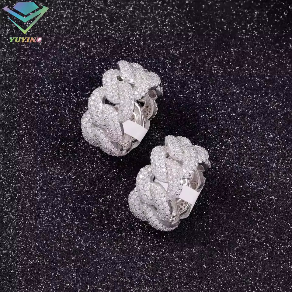 Ready To Ship Iced Out Diamond Rings Pass The Diamond Tester Vvs Moissanite S925 Silver Gold Plated Hip Hop Fashion Ring