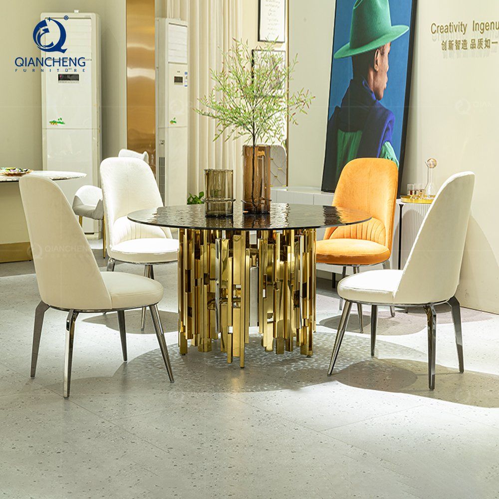 High End Dining Room Mirror Luxury Dining European Wholesale Furniture Glass Table