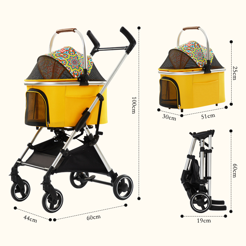 Premium Pet Product Luxury Stroller with Canopy and Storage Basket for Cats
