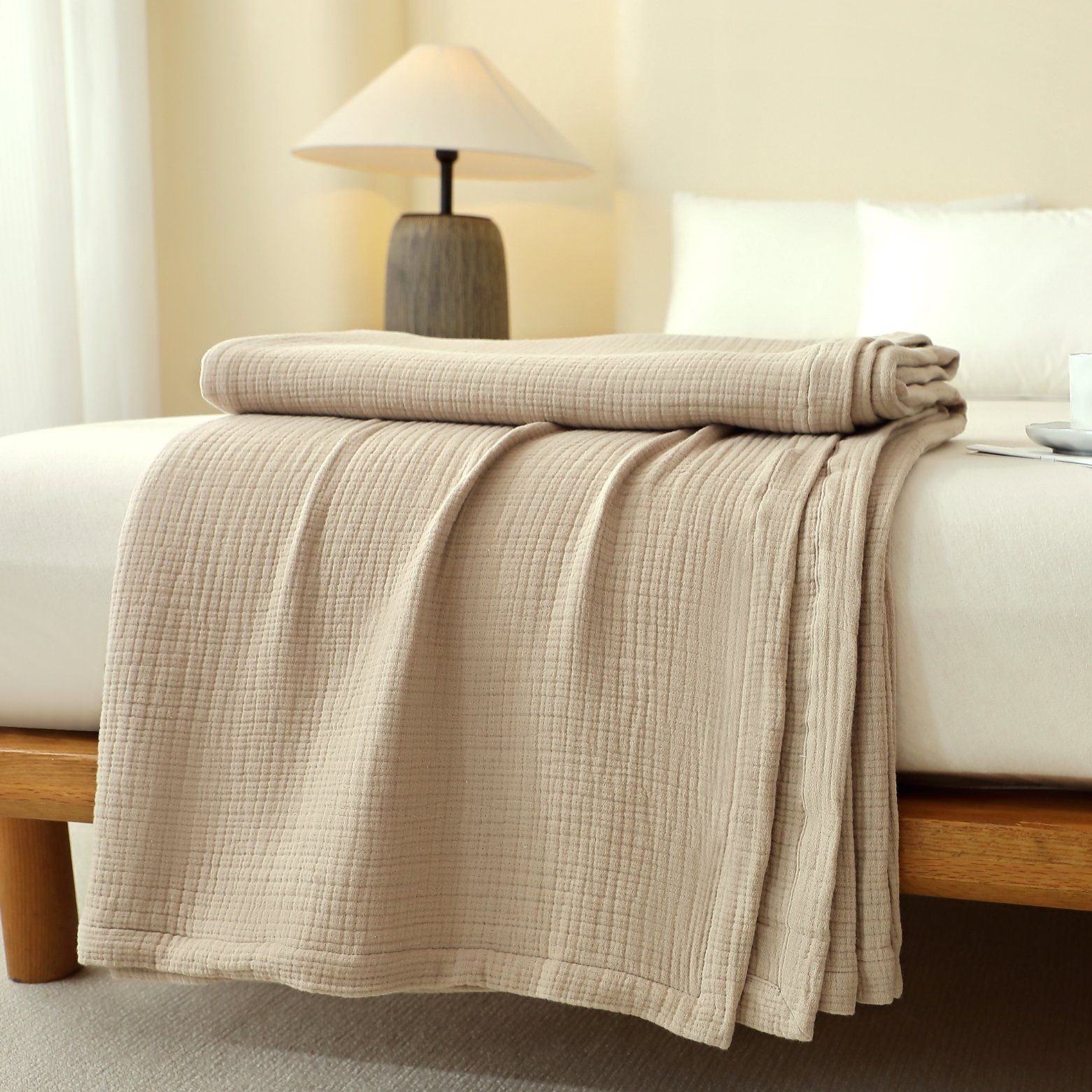 Premium 100% Cotton 6-Layer Undyed Muslim Gauze Blanket Fabric Soft Breathable