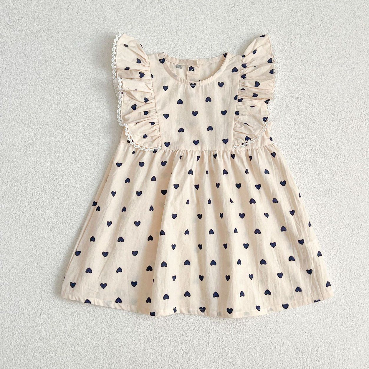 1 PCS Private Label Graphic 100% Cotton Summer Infant Toddler Children Clothes Kids Girls Ruffled Dress