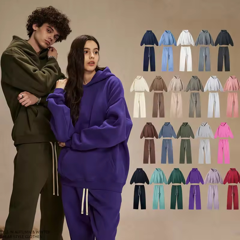 360GSM Fleece Unisex Hoodies Tracksuit Long Sleeve Sweatshirts and Jogger Sets Streetwear