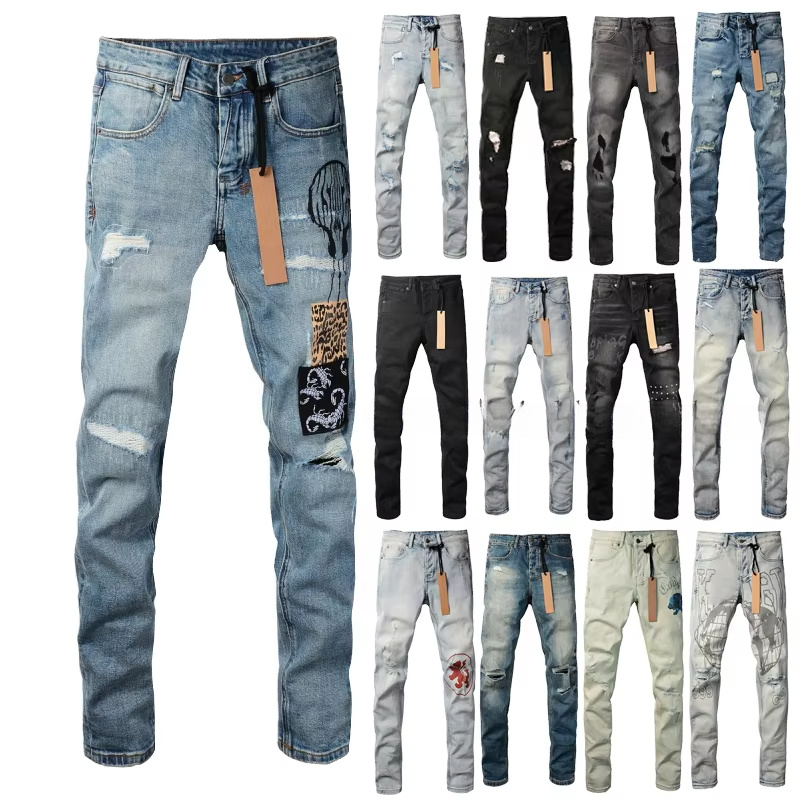 New Style Top Quality Arrival Designer Brand Ripped Jeans Denim Trousers Homme