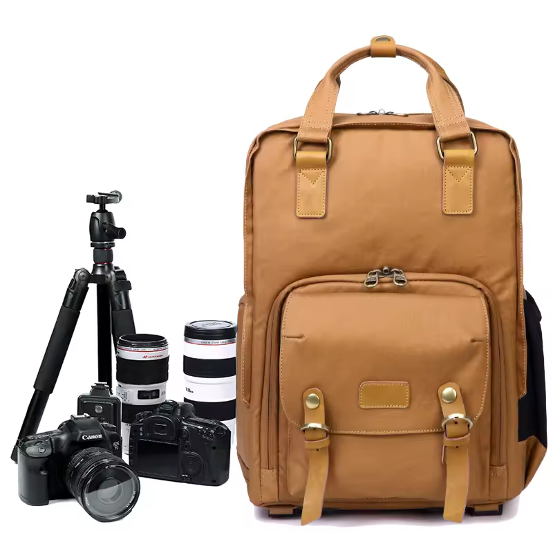 Top Fashion Professional Dslr Camera Tote Backpack Photography Bag For Women Men With Tripod Holder Side Opening