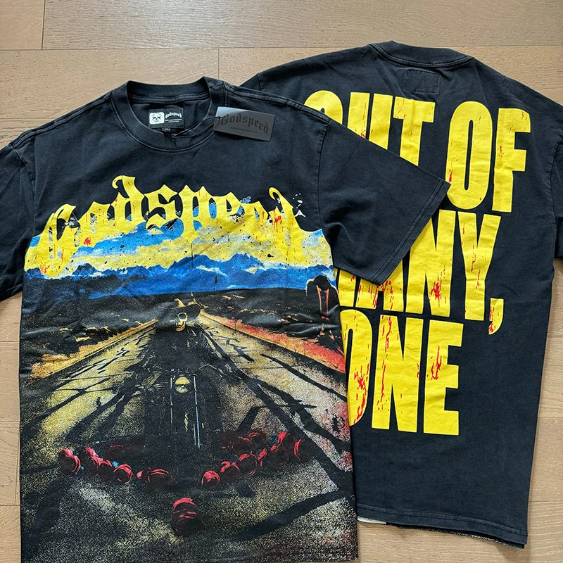 Original Godspeed T Shirt High Quality 100% Cotton Streetwear Oversized Drop Shoulder Mens Short Sleeve Vintage Streetwear Printed T Shirt for Men