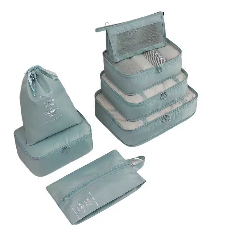Oem Odm Factory Direct 8 Set Unisex Foldable Packing Cubes Zipper Luggage Organizers Custom Logo Washable Storage Bag Travel