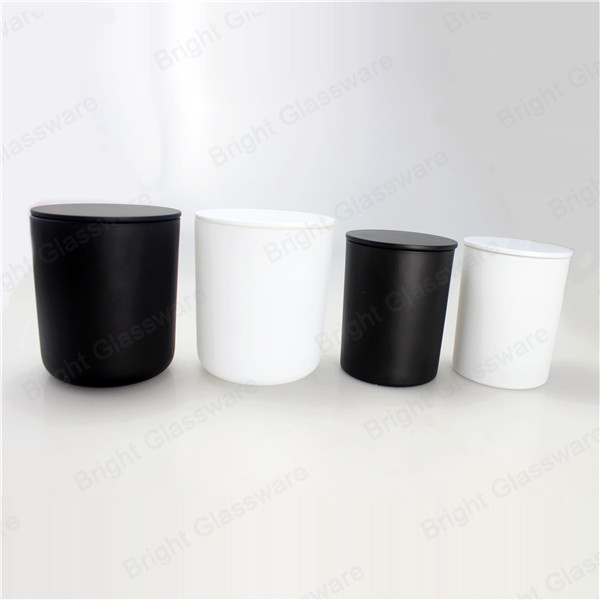 Hot Sale Matte Black Glass Candle Holder with Candle Lid