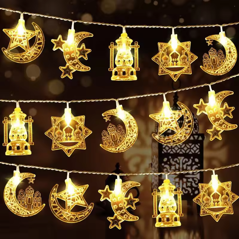3m 20led Battery Power Arabian Ramadan Lights Moon Star Castle Muslim Eid Party Light Islam Eid Mubarak Motif String Lamp Home