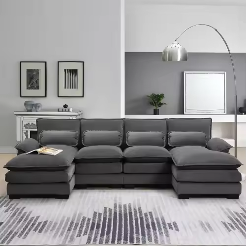 Overseas Warehouse Us Stock Modern U-shaped Sectional Sofa With Waist Pillows Seat Fill Material:foam Pocket Spring Sofa