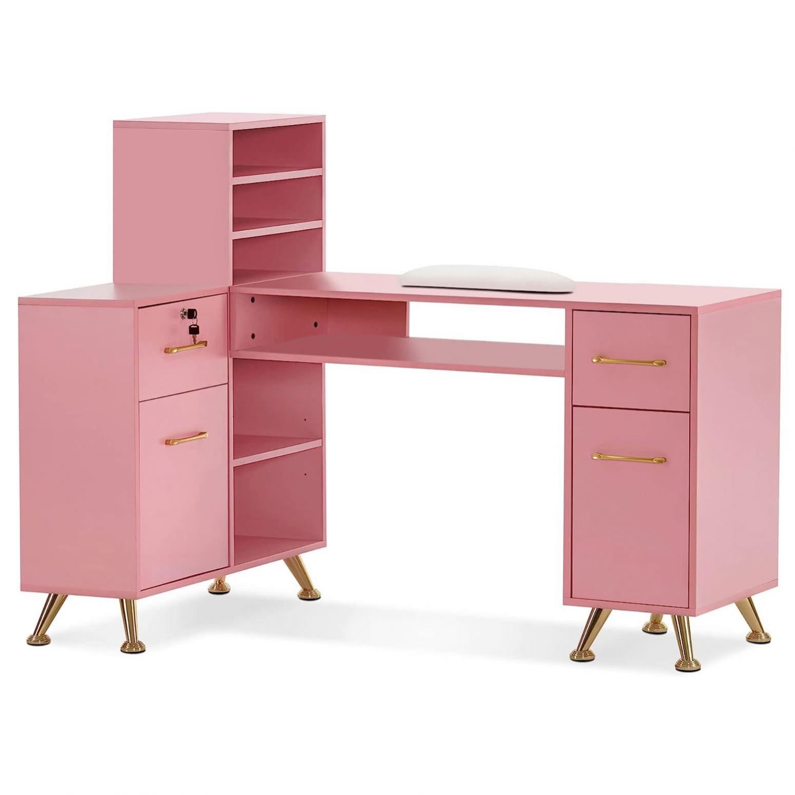 Pink Nail Desk Manicurist Table for Nails Salon Furniture Manicure Tavolo Unghie