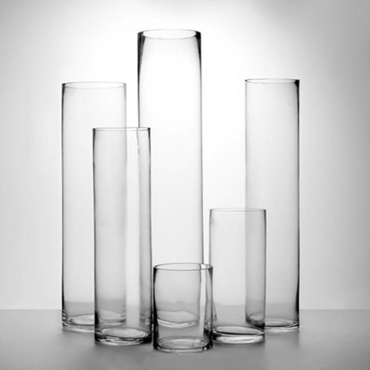 Latest Fashion Minimalist 60cm High Tall Cylinder Clear Glass Vases
