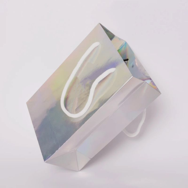 in-Stock Ins Wind Color White Laminated Laser Tote Bag Rainbow Laser Tote Bag Gift Gift Bag