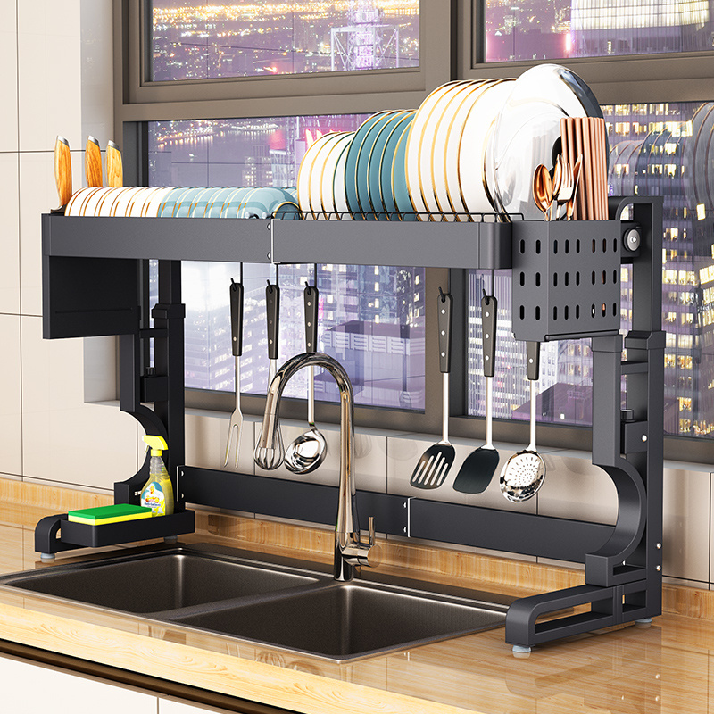 Over-Sink Dish Drying Rack Display Adjustable Large Dish Storage Organizers Drainer