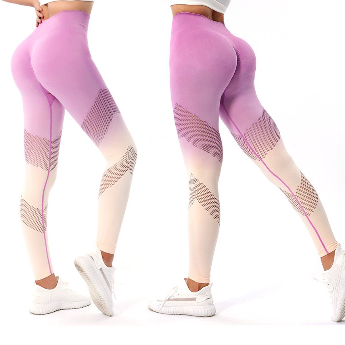 Scrunch Butt Lift Leggings for Women Workout Yoga Pants Ruched Booty High Waisted Seamless Mesh Fitness Leggings Gradient Running Compression Tights