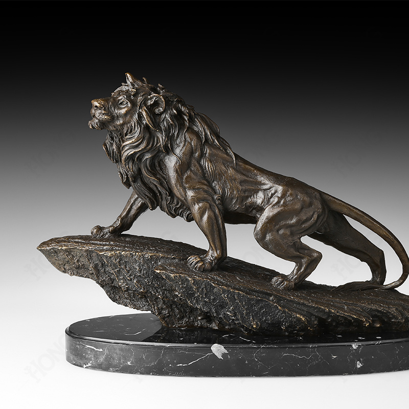 Bronze Sculpture Lion on a Rock
