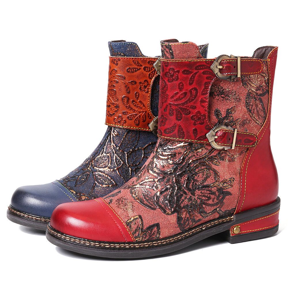 Factory Directly Supply Comfy Female Shoes Splicing Leather Ankle Boots