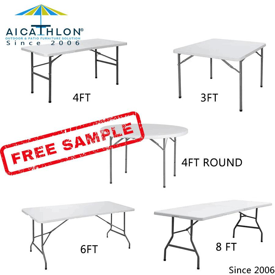 4FT 6FT 8FT HDPE Garden White Foldable Table Portable Camping Rectangle Half Plastic Picnic Outdoor Folding Tables Manufacturer