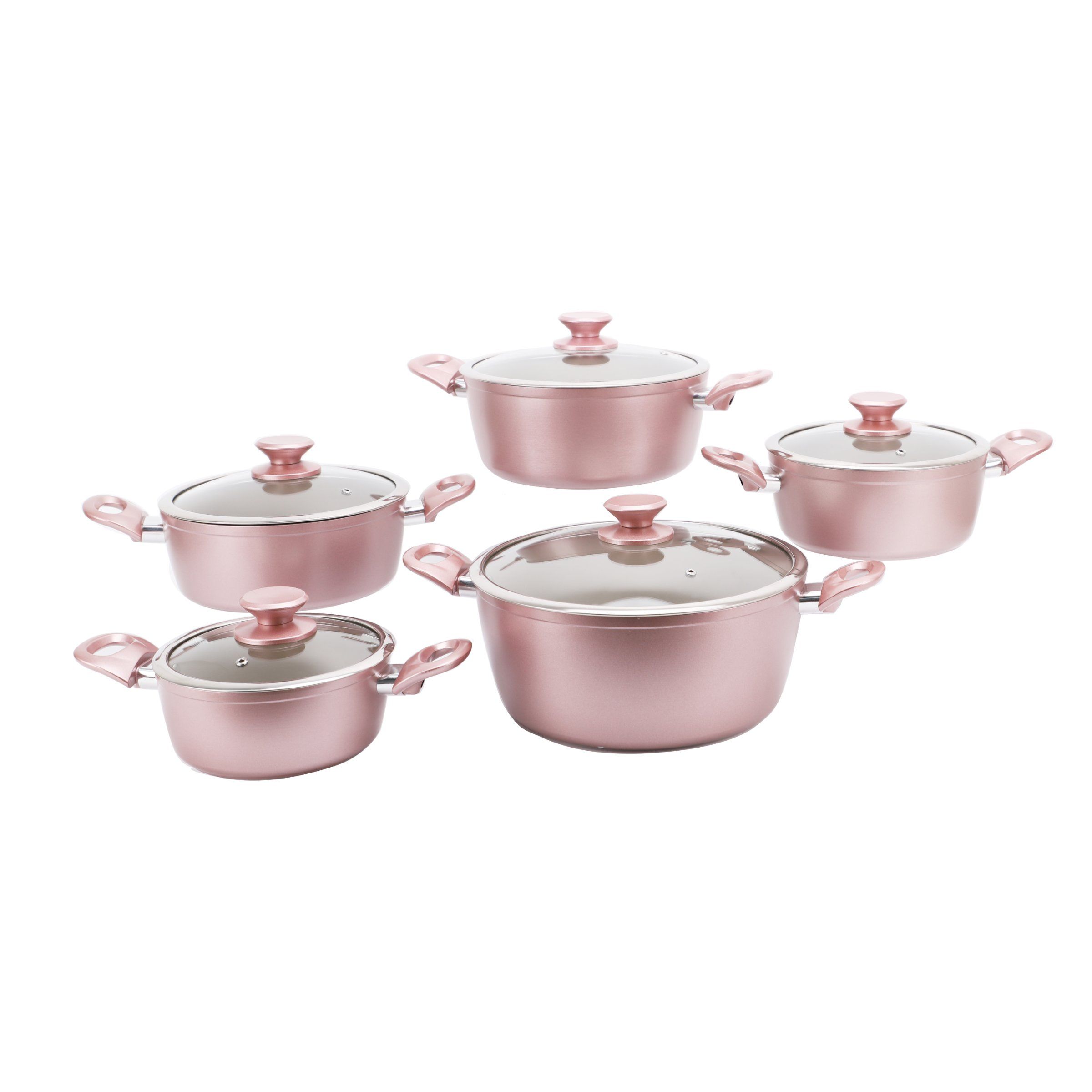 Factory Wholesale 10PCS Ceramic Coating Nonstick Cooking Pots with Lid
