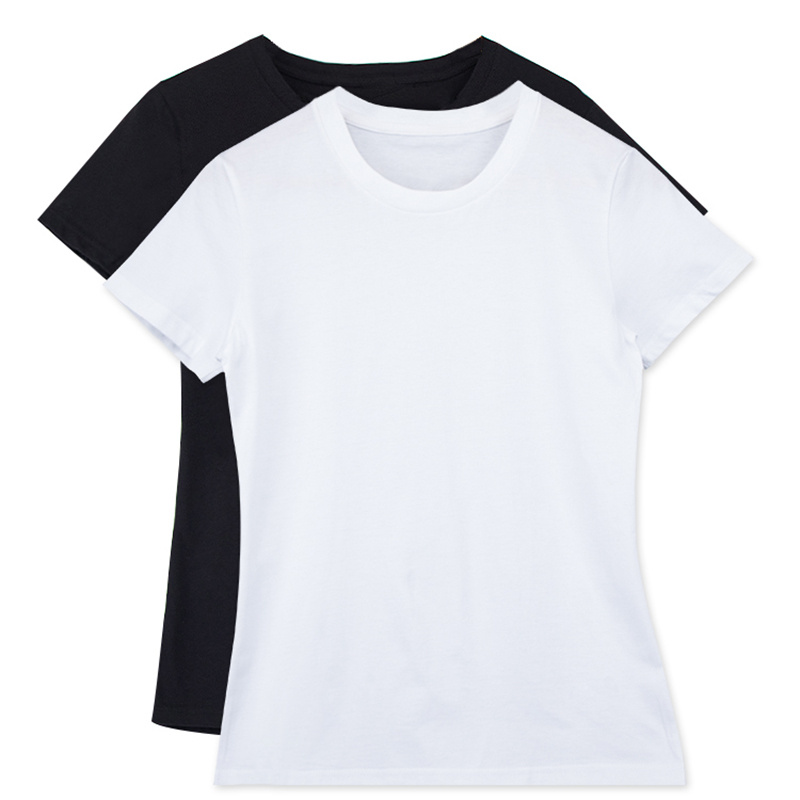 Rts Basic Fitted Short Sleeve Round Neck Women Blank 100% Cotton White T Shirt