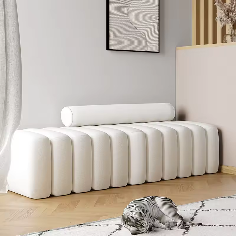 Home Entrance Porch Living Room Furniture Stool Ottoman White Sofa Sofa Sets Hzd2 Oem Factory Modern Bench Round Back Orange