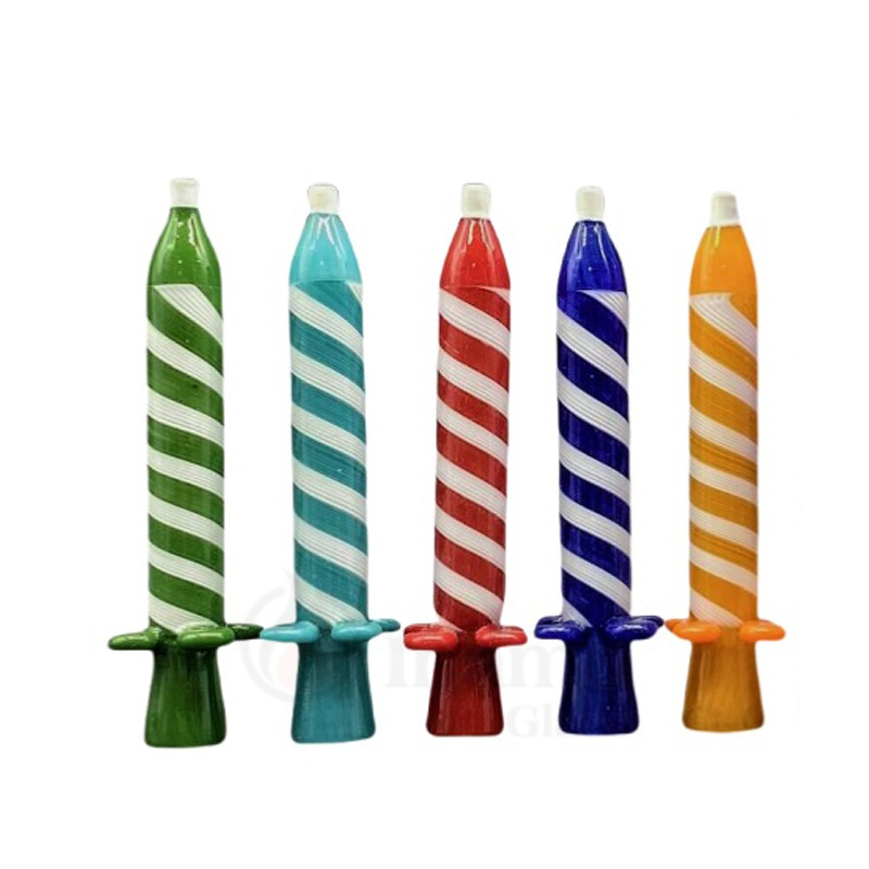 Inamo Glass Wholesale 4.3 Inch Us Color Glass Chillum Glass Tube DAB Straw with Birthday Candle Design 2PCS Packed in a Paper Box Factory Price