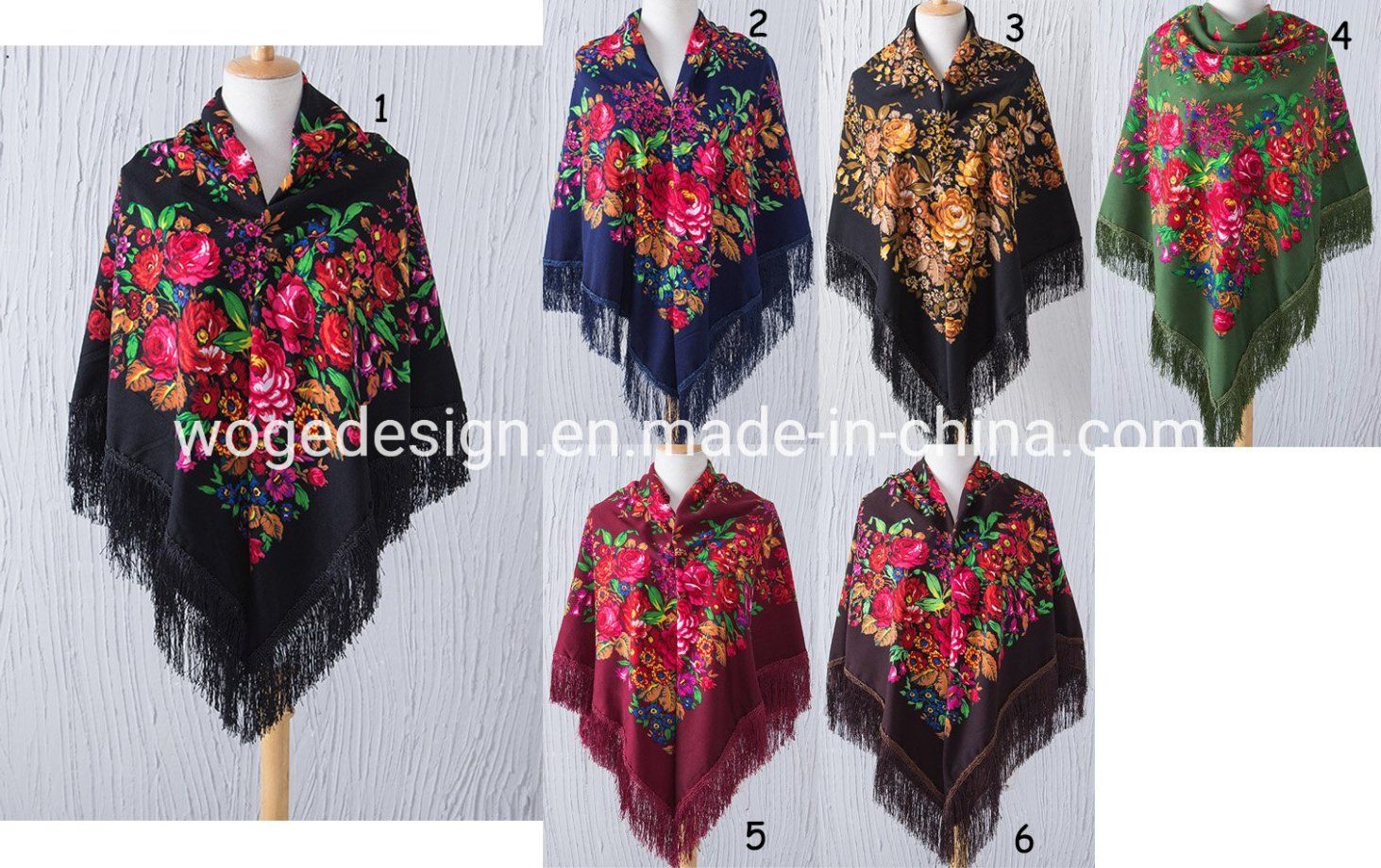 Yiwu Factory Hot Sold Dress Wrap Neckerchief Stole Echarpe Floral Print Women Polyester Cotton Square Russian Shawl Scarf