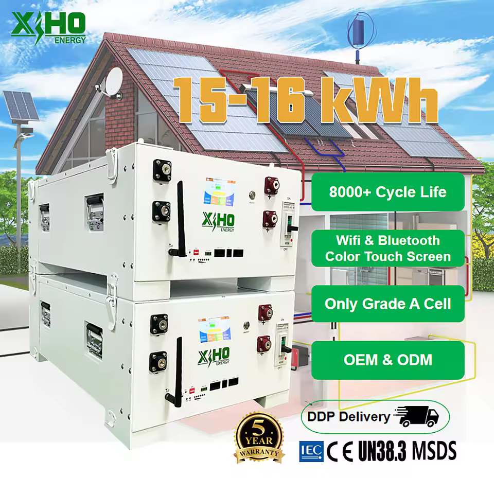 Lifepo4 Battery 15kwh 16kwh Stackable Type Lfp Solar Home Energy Storage System 51.2v 48v Lithium Ion Battery Pack