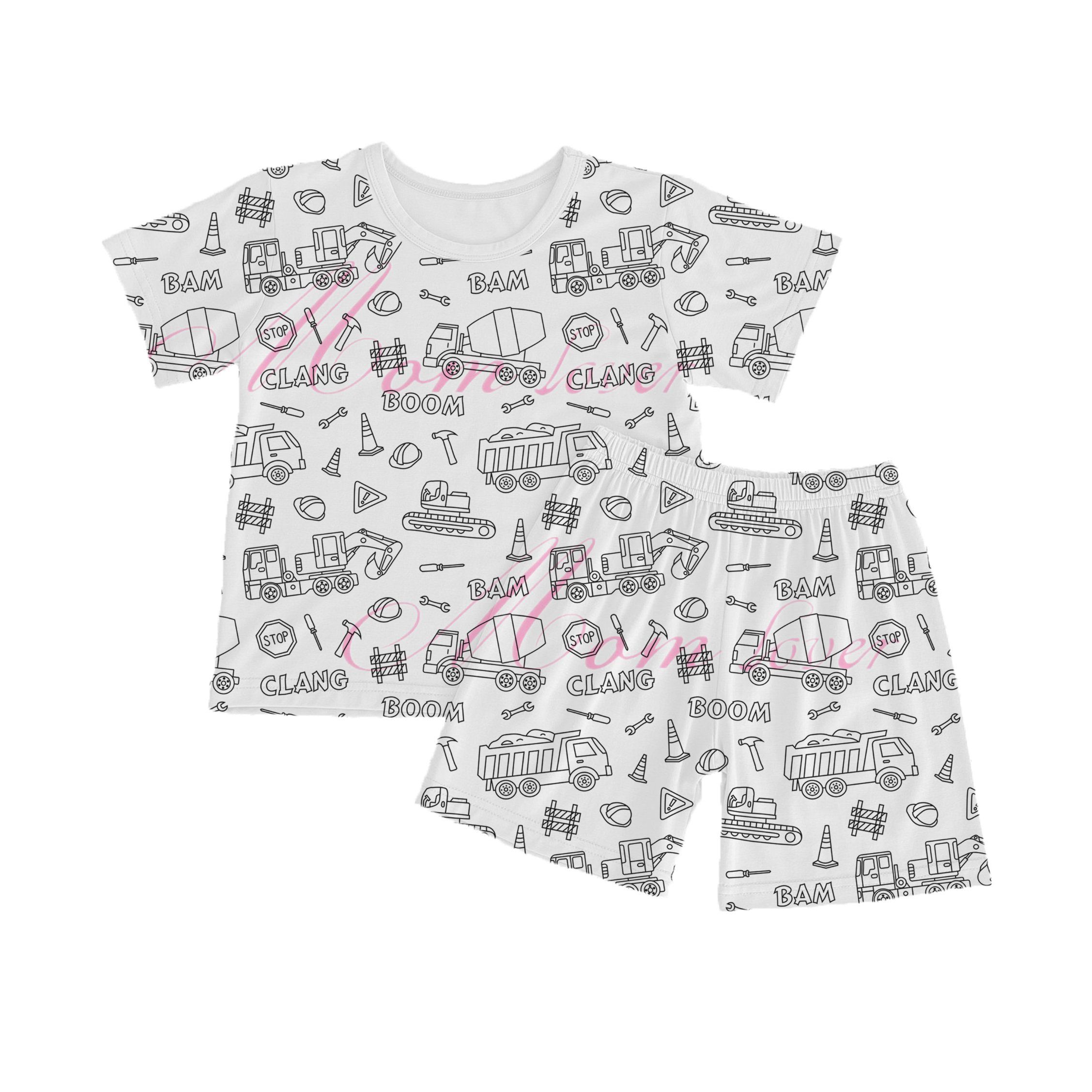 New Design Wholesale Kids Pajamas Boy and Girls DIY Shirt Sets