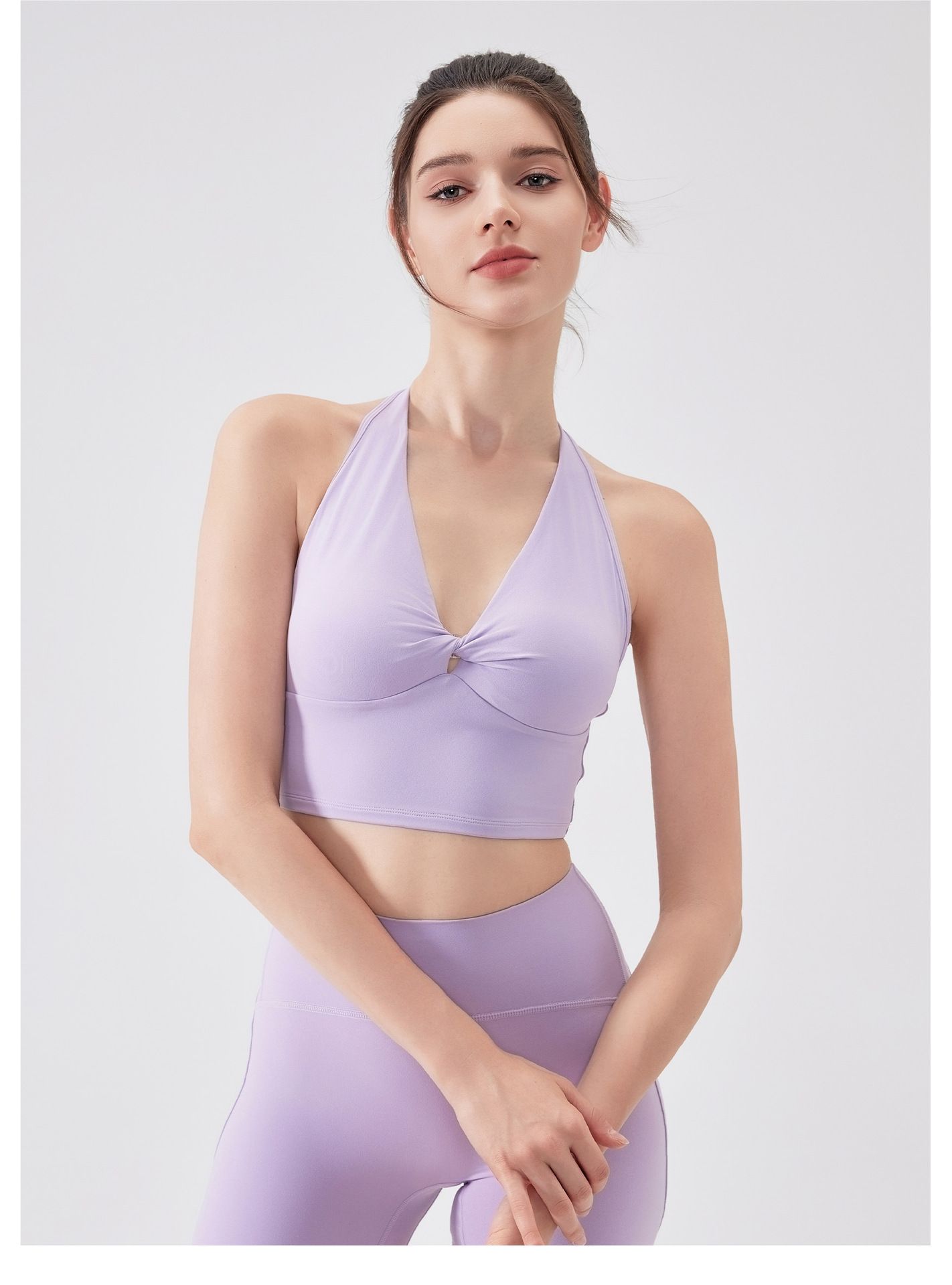 Naked Feel Knotted Back Yoga Vest Women Shockproof Quick Dry Running Gym Crop Top