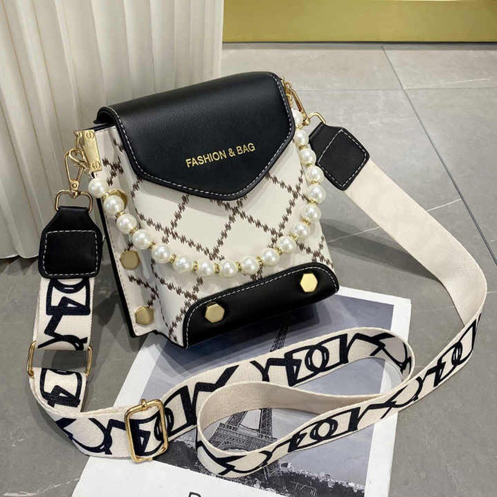 Women's Mini Square Handbags with Keychain Pouch Decorated with Letter