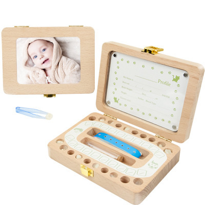 Original Wooden Children Keepsake Cute Tooth Container Baby Tooth Box for Anniversary Promotion Gift
