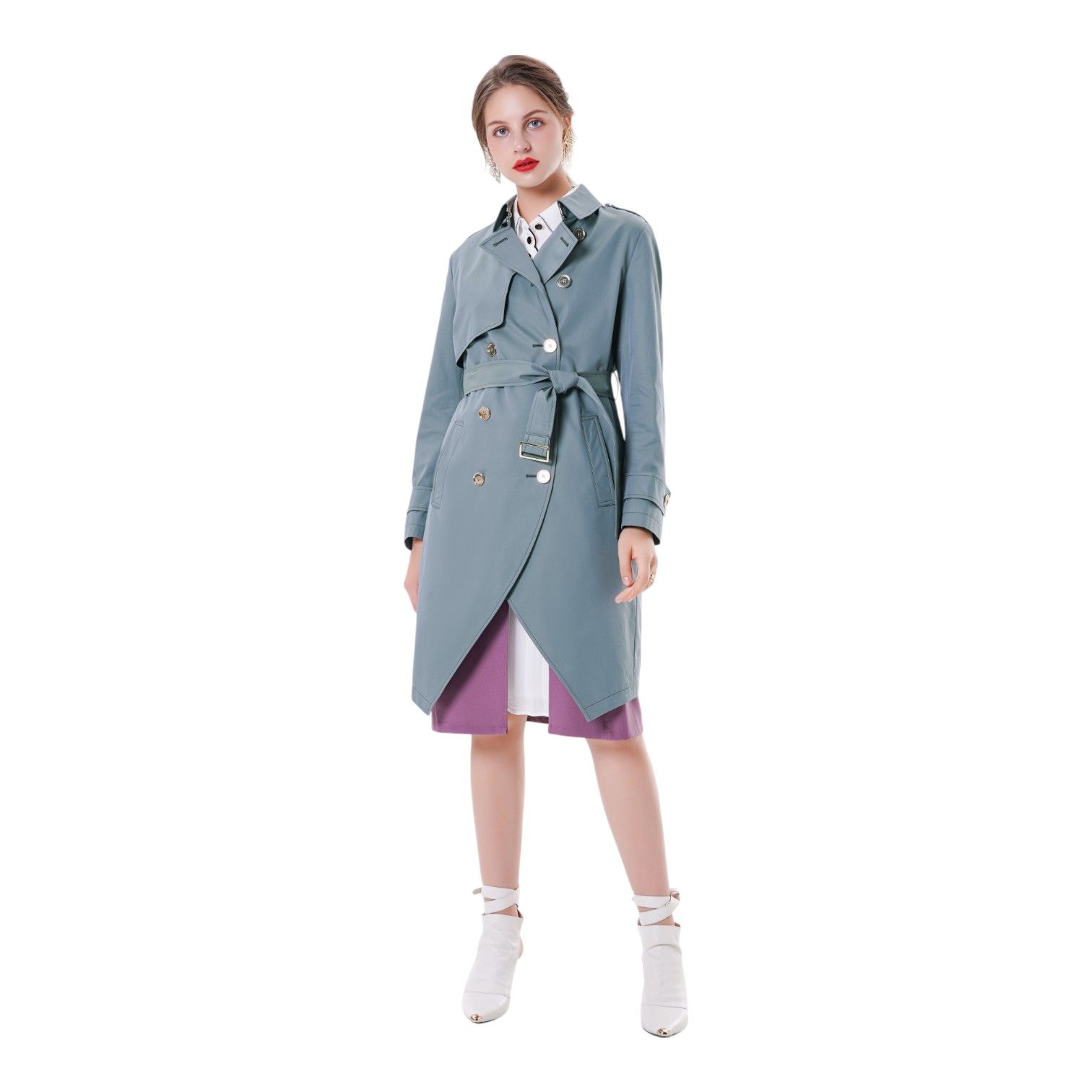 Polished Shape Offering a Structured and Elegant Silhouette Bespoke Women Trench Coat