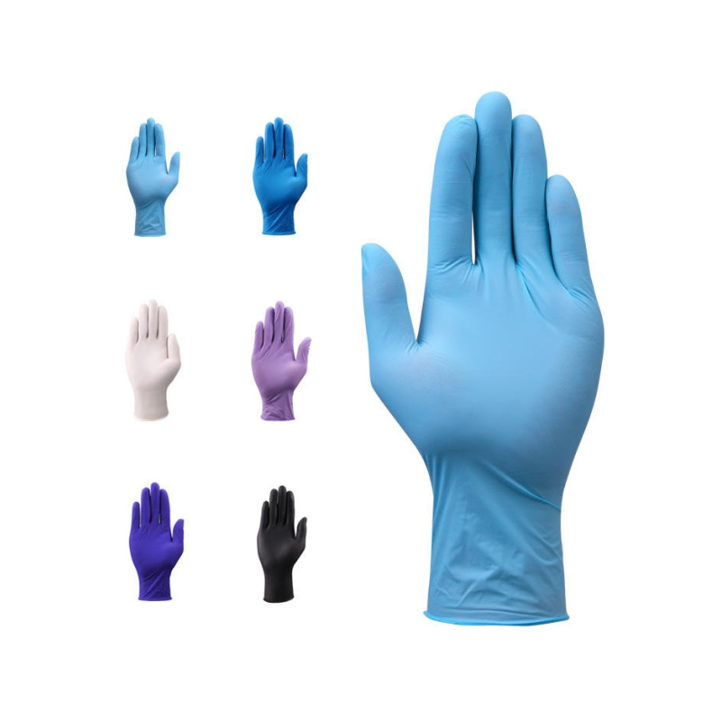 Blue and Black Disposable Medical-Grade Nitrile Gloves, Powder-Free