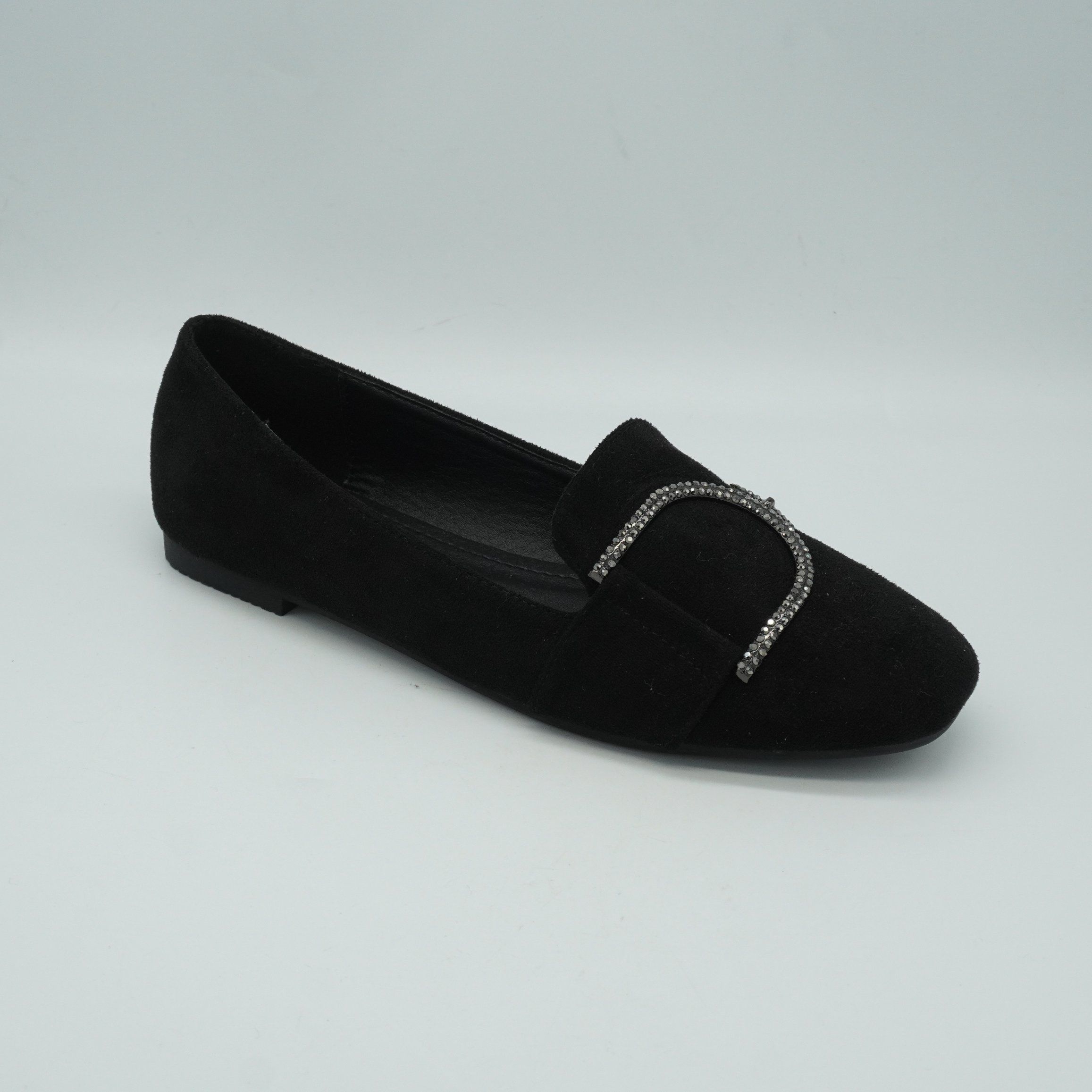 Best-Selling Autumn Square Toe Flannel Material Hardware Matching Comfortable Casual Flat Single Shoes