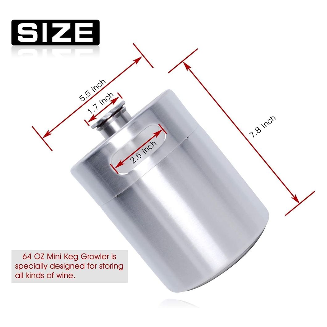 Mini Keg Growler Home Beer Draft Beer Barrel 64 Oz 304 Stainless Steel Mini Keg