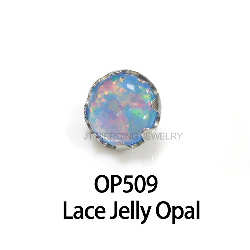 Hot Sale Labret Top Titanium 16g Jelly Opal Lip Ring Top Earring Piercing Jewelry