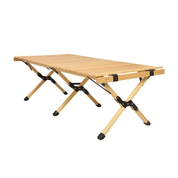 Topind Portable Folding Wood Rolling Table Outdoor Camp Picnic Furniture For Kitchen And Exterior Use