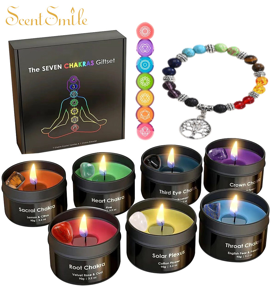Best Quality Religious 7 Chakra Spiritual Candles Natual Soy Wax Meditation Scented Candles