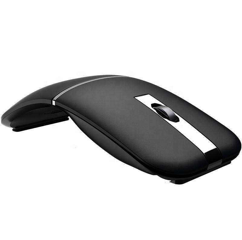 Foldable Wireless Mouse Silent Click Bt And 2.4ghz Dual Modes Portable Curved Mouse For Home Office Travel