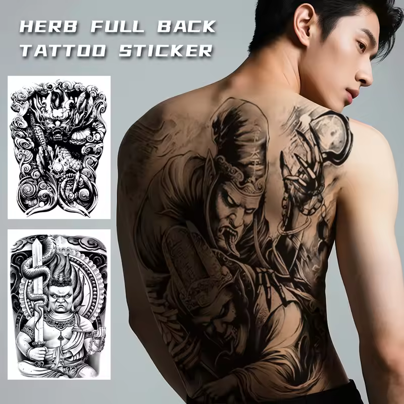 New Waterproof Semi-permanent Half Full Back Tattoo Sticker Non-toxic Herbal Juice Paper For Body Application