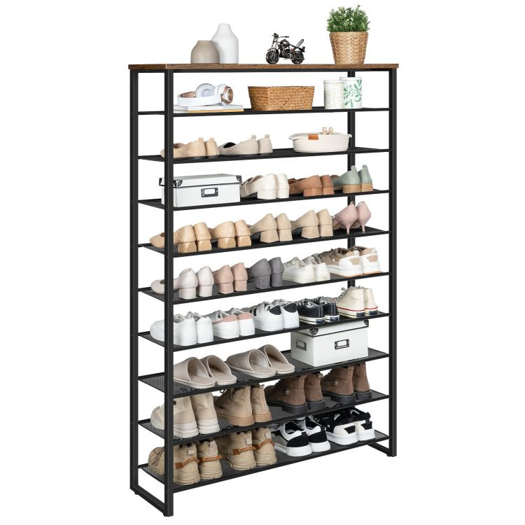 Hoobro Metal 10-Tier Shoe Rack Shoe Storage Organizer Bench for Entryway