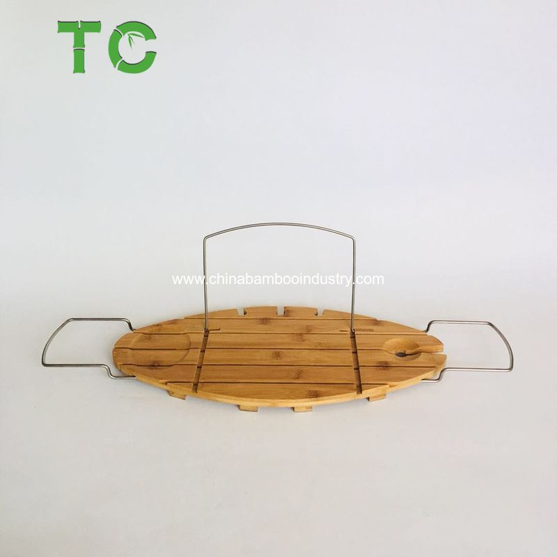 Bamboo Bath Tray, Bathtub Caddy Bathtub Rack Stainless Steel Non-Slip Arms Adjustable Book Holder Bathtub Stand Bamboo Shower Bath Tub Tray Organizer