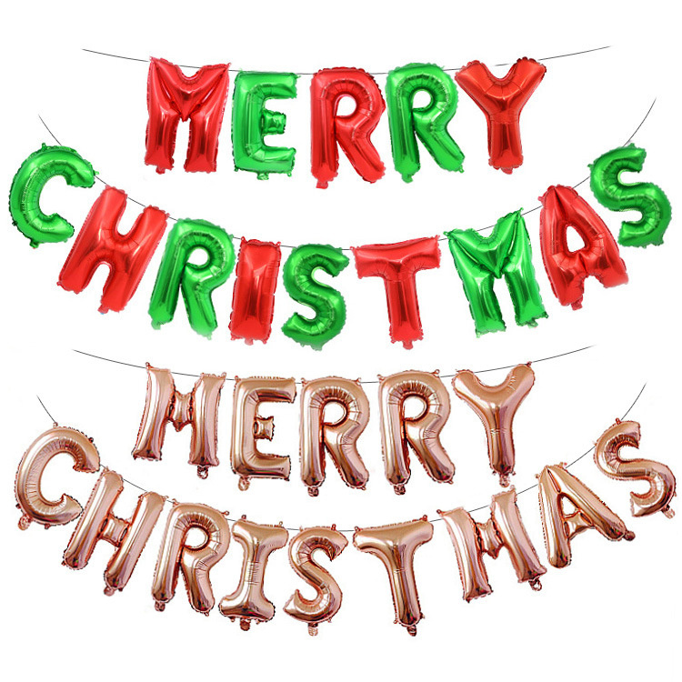 Factory Price Home Decoration Party Supplies Xmas Party 16 Inch Merry Christmas Banner Balloon Kit Letter Foil Balloon