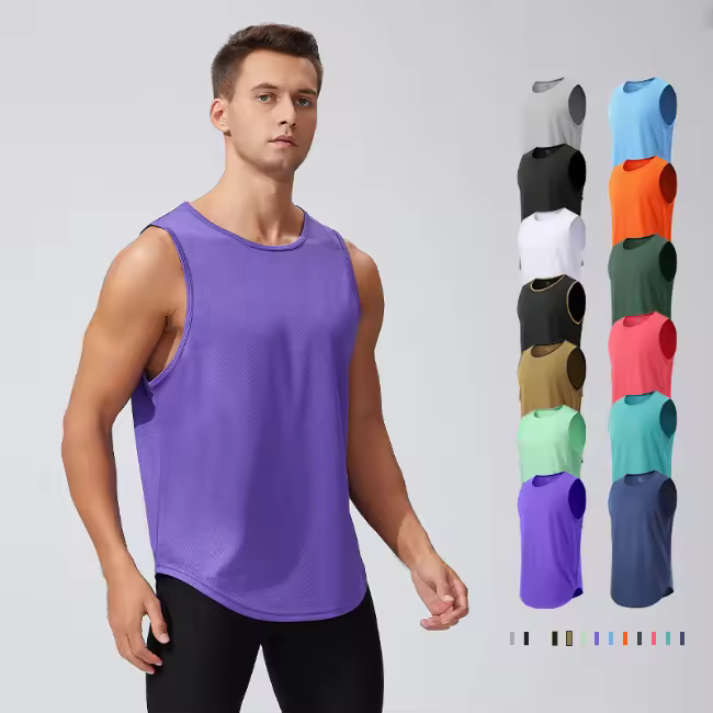 Bulk Men's Breathable Mesh Tank Top Quick Dry Sleeveless Sports Shirt For Gym Running Fitness Workout Lightweight Activewear
