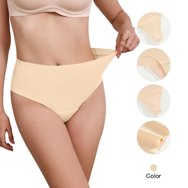 MID-Waist Sports Fitness Yoga Thong Ice Silk Seamless Anti-Embarrassment Anti Camel Toe Latex Panties Thin Knitted Weaving Solid Waist